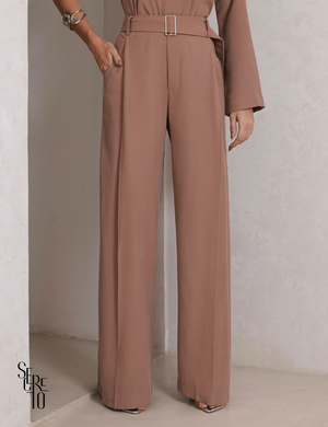 Conjunto Pantalona Blusa Um Ombro Solana Camel