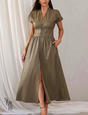 Vestido Longuete Courino Patricia Verde Musgo