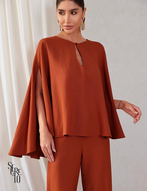 Conjunto Blusa e Pantalona Sabrina Marrom