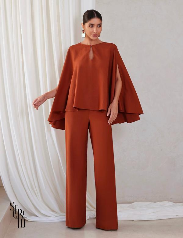 Conjunto Blusa e Pantalona Sabrina Marrom