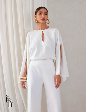 Conjunto Blusa e Pantalona Sabrina Off White