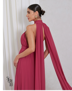 Vestido Longo com Calda Aida Goiaba