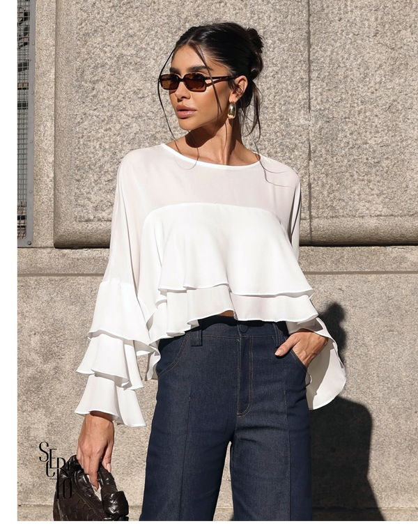 Blusa Babado Felipa Off White