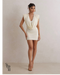 Vestido Curto Drapeado Karina Off White