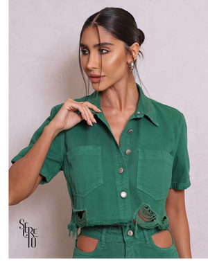 Camisa Jeans Destroyed Alice Verde
