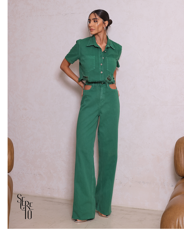 Calça Jeans Wide Lag Amilly Verde