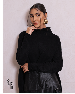 Poncho Gola Alta Thabita Preto