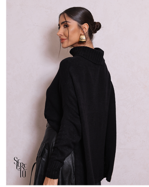 Poncho Gola Alta Thabita Preto