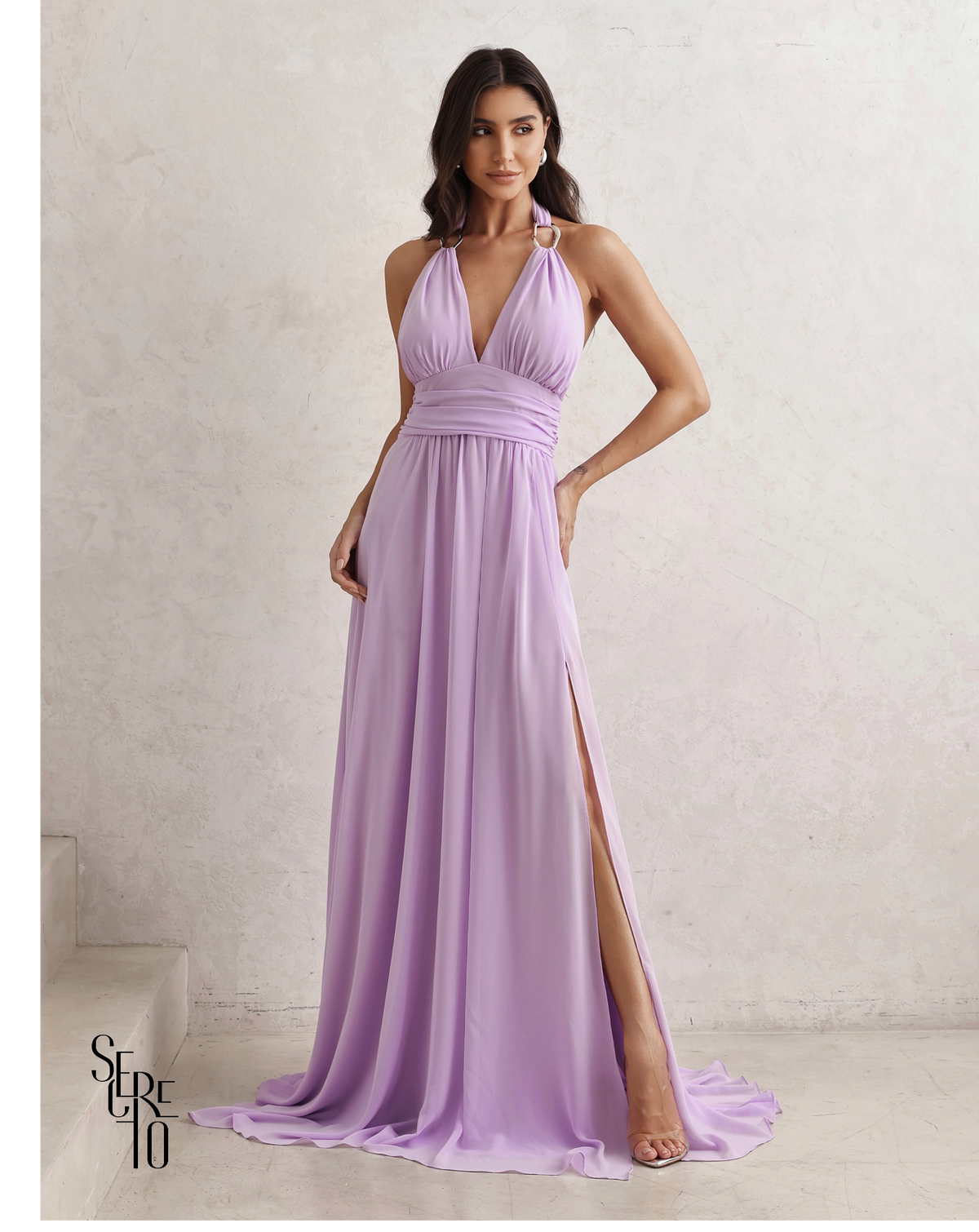 Vestido Longo Com Fivela Thais Lilás