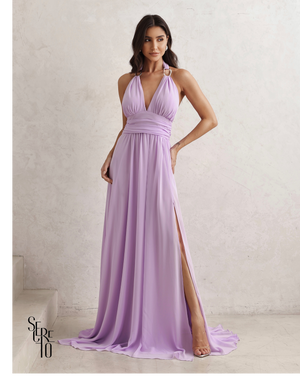 Vestido Longo Com Fivela Thais Lilás