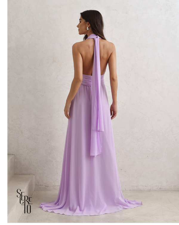 Vestido Longo Com Fivela Thais Lilás