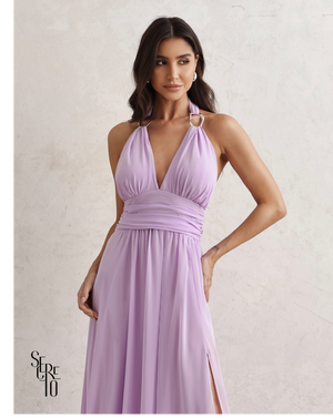 Vestido Longo Com Fivela Thais Lilás