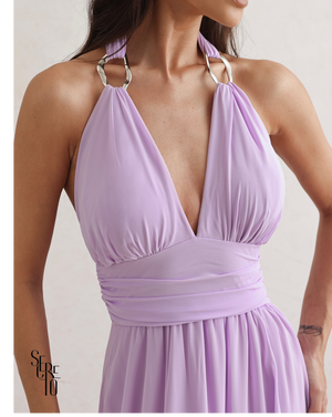 Vestido Longo Com Fivela Thais Lilás