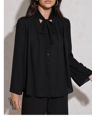 Camisa Com Laço Claudia Preto