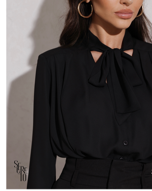 Camisa Com Laço Claudia Preto