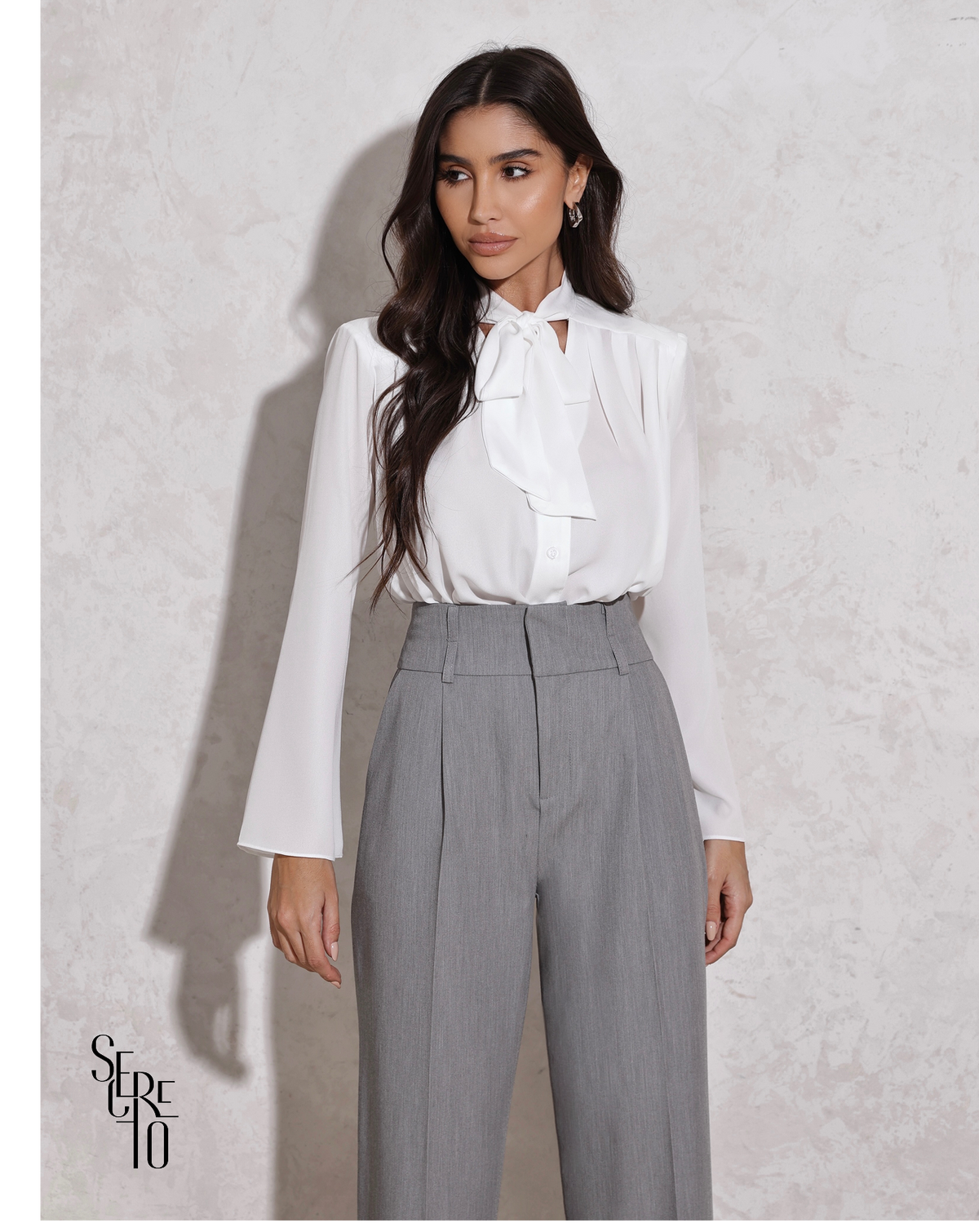 Camisa Com Laço Claudia Off White