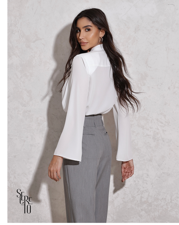 Camisa Com Laço Claudia Off White