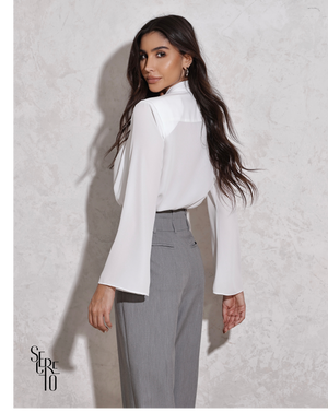 Camisa Com Laço Claudia Off White