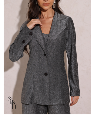 Blazer Malha Terry Cerise Preto