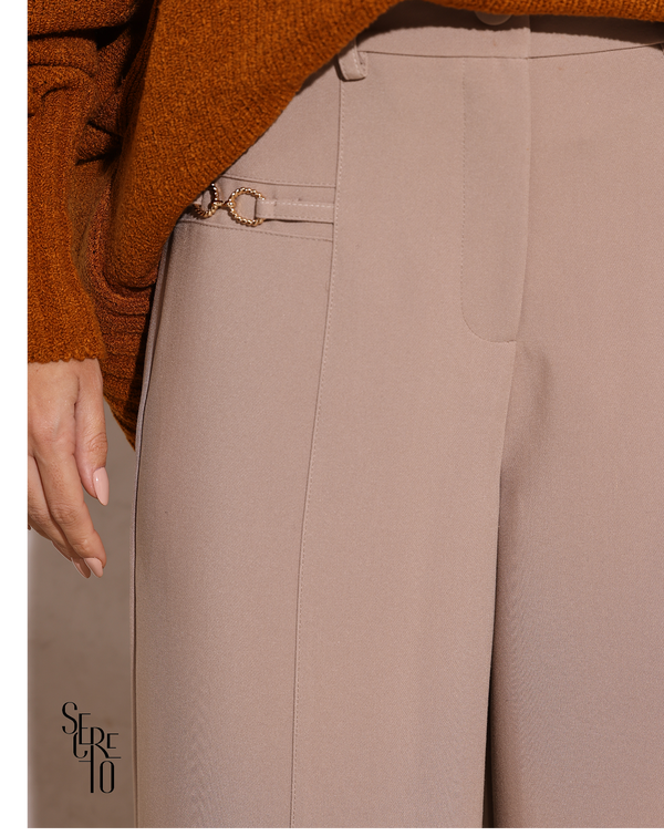 Calça Pantalona Argolas Kiria Areia