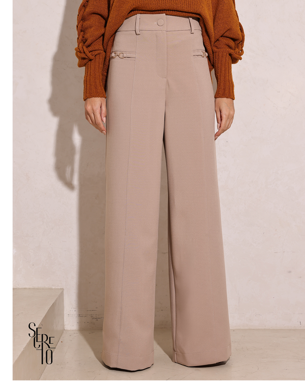 Calça Pantalona Argolas Kiria Areia