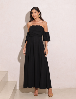 Vestido Longuete Manga Removível Laura Preto