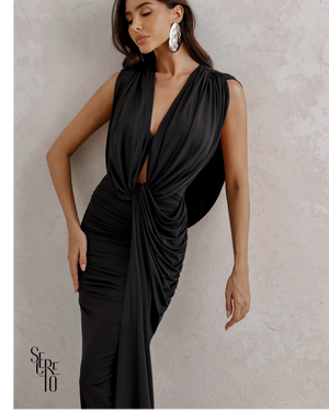 Vestido Longo Drapeado Anie Preto