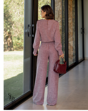 Conjunto Blusa e Calça Flamê Mayra Vinho