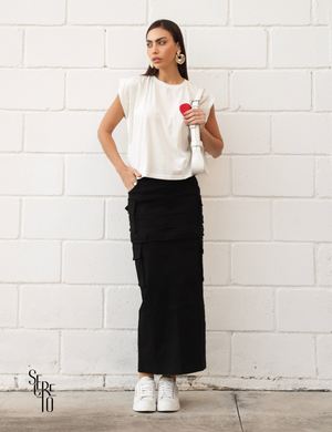 T-Shirt Detalhe Crochet Paula Off White