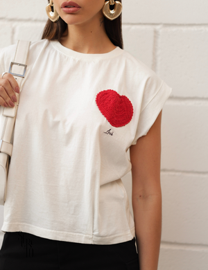 T-Shirt Detalhe Crochet Paula Off White