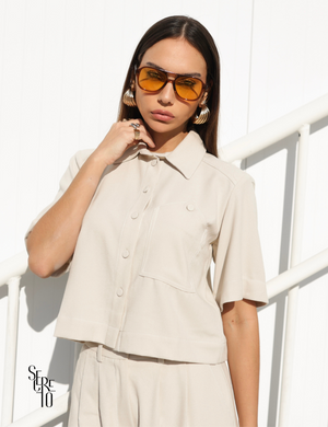 Shacket Manga Curta Maria Areia