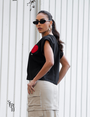 T-Shirt Detalhe Crochet Paula Preto