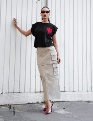 T-Shirt Detalhe Crochet Paula Preto