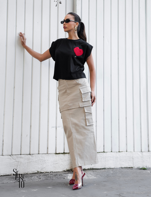 T-Shirt Detalhe Crochet Paula Preto