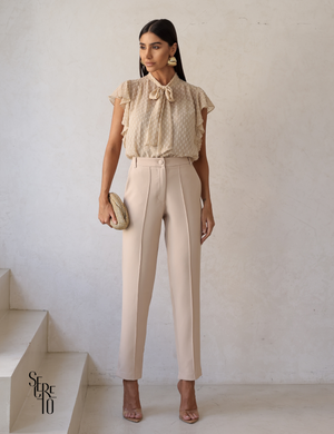 Calça Alfaiataria Nervura Vicky Areia