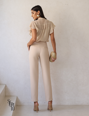Calça Alfaiataria Nervura Vicky Areia