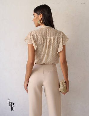 Calça Alfaiataria Nervura Vicky Areia