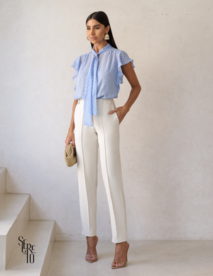 Calça Alfaiataria Nervura Vicky Branco