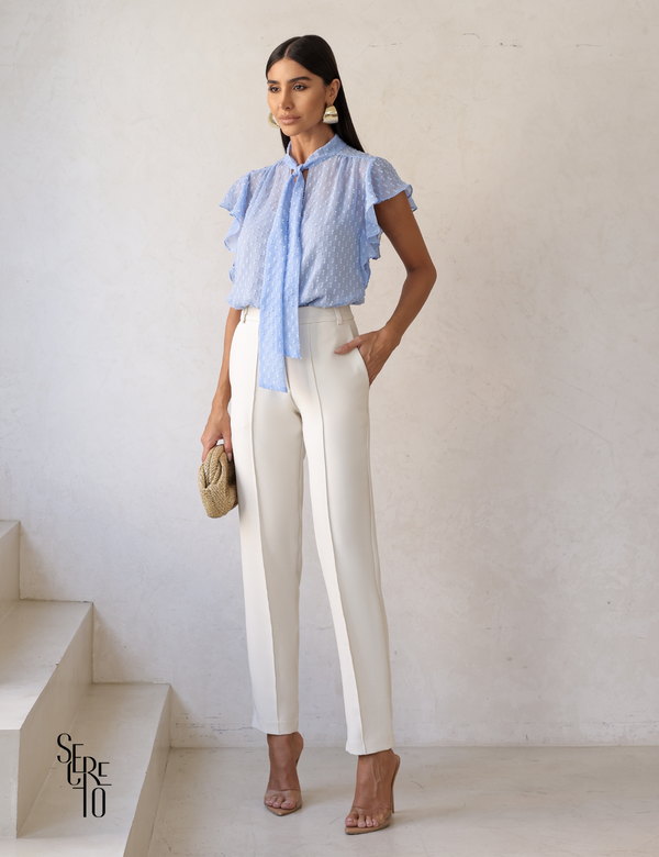 Calça Alfaiataria Nervura Vicky Branco