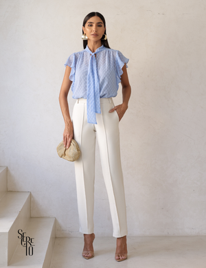 Calça Alfaiataria Nervura Vicky Branco