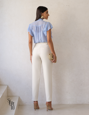 Calça Alfaiataria Nervura Vicky Branco