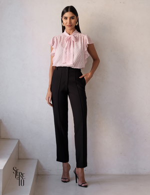 Blusa com Regata Manga Babado Jaque Rosê