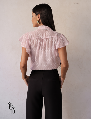 Blusa com Regata Manga Babado Jaque Rosê