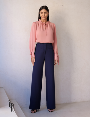 Calça Alfaiataria Com Bolsos Isa Azul Marinho