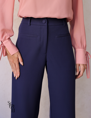 Calça Alfaiataria Com Bolsos Isa Azul Marinho