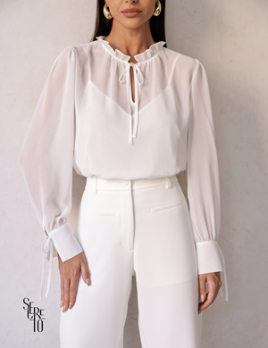 Blusa Manga Longa Com Regata Claudia Off White