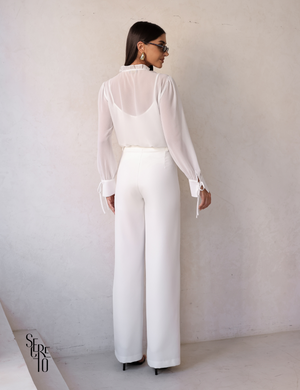 Blusa Manga Longa Com Regata Claudia Off White