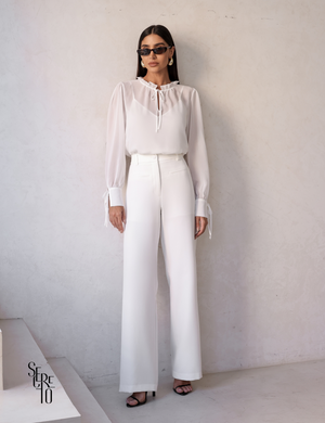 Blusa Manga Longa Com Regata Claudia Off White