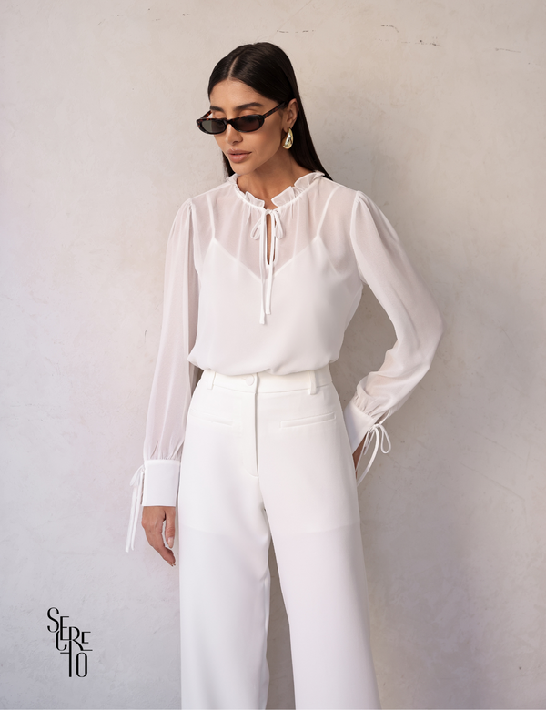 Blusa Manga Longa Com Regata Claudia Off White