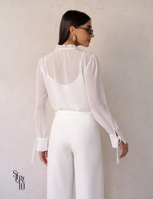 Blusa Manga Longa Com Regata Claudia Off White
